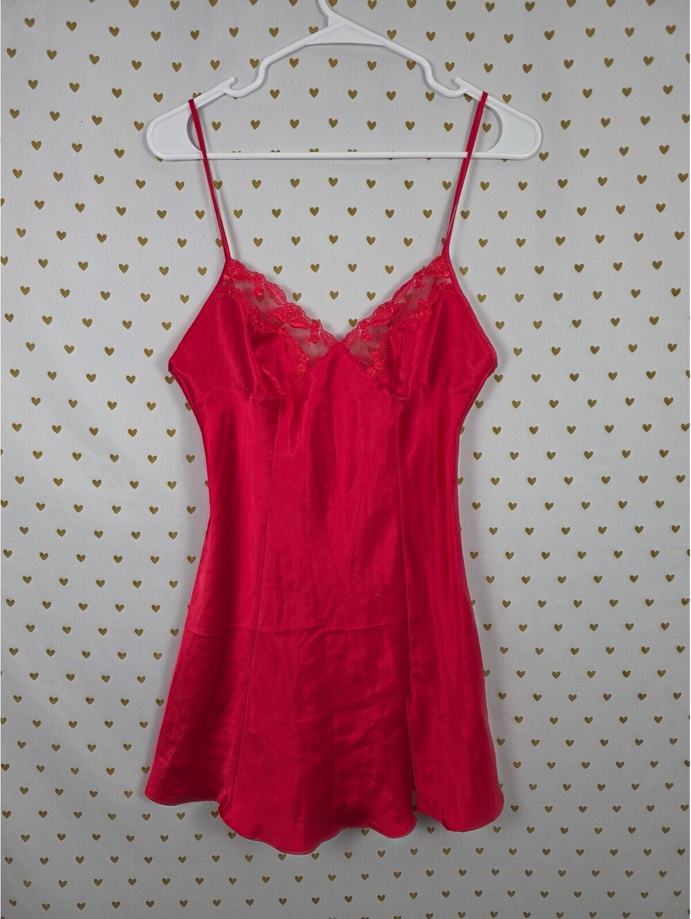 Victorias Secret Red Small Satin Silky Slip Dress Nightie Lingerie